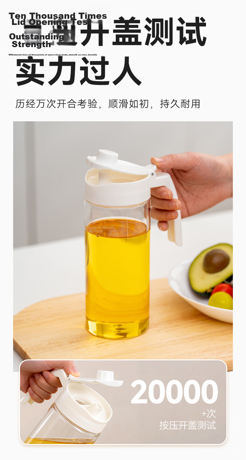 JD Original Oil Bottle, High Borosilicate Glass Condiment Jar Oil Bottle Kitchen Household Use 304 Stainless Steel 500ml 6