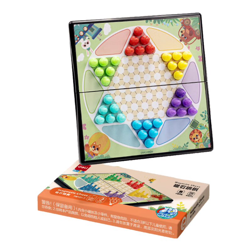 Deli Magnetic Checkers, Educational Toy Game Board for Children, Foldable Camping Chess Set, Parent-Child Gift, Learning Enlightenment Present