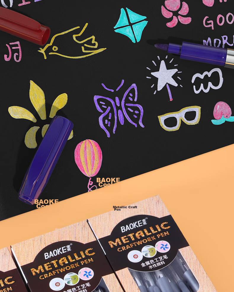 BAOKE BAOKE MP550 Paint Marker, Silver, Water-Based Marker, Check-In Pen, Graffiti Pen, 12 Pieces/box 9