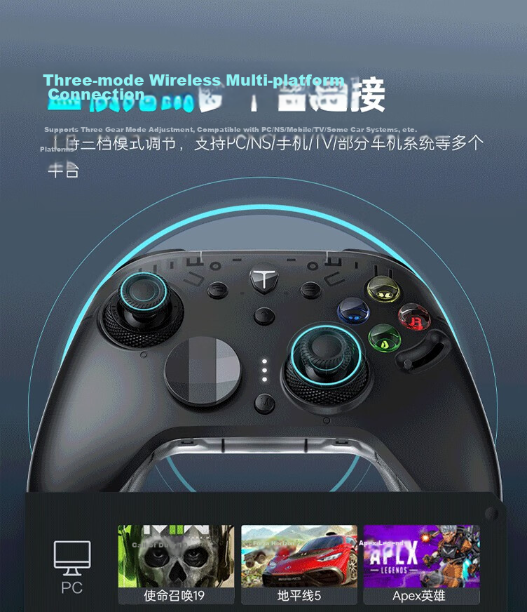ThundeRobot G80 Thunder Blade Wireless Game Controller with HD Speaker, Force Feedback Switchable Joystick, Character Switching, Xbox-Like Bluetooth Motion Sensing PC Computer NS TV Steam White 24