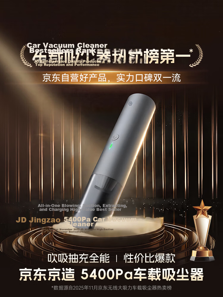 JD Jingzao Wireless Handheld Car Vacuum Cleaner High Suction Portable Mini Multi-Functional Nozzle Powerful Dust Removal for Car Home Desktop Cleaning 1
