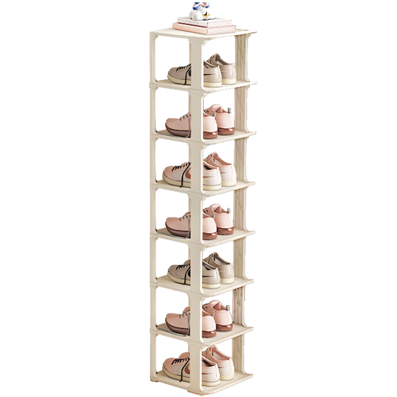 Anerya Simple Shoe Rack Multi-Layer Dormitory Home Storage Vertical Space-Saving Shelves Shoe Cabinet Warm White 8 Layers