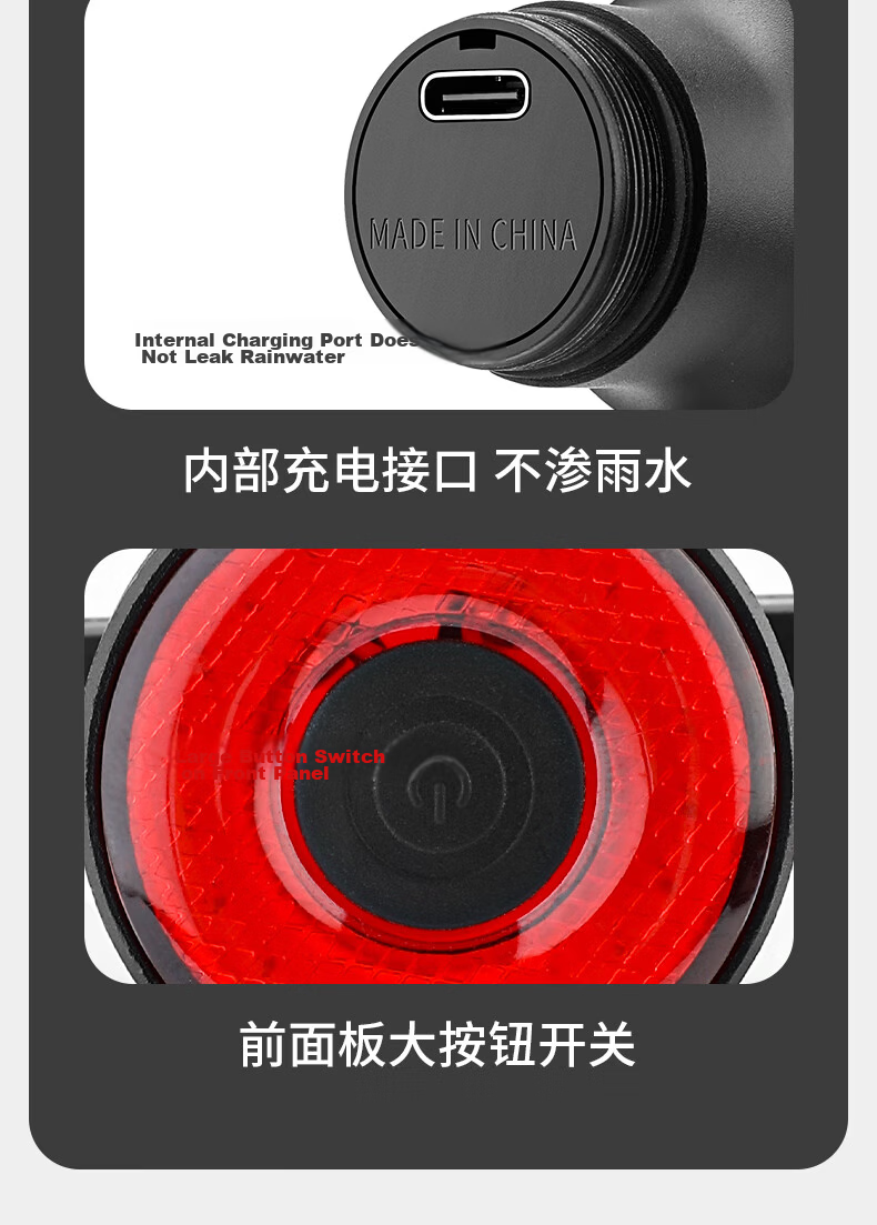 Captain Tas Bicycle Tail Light Type-C Rechargeable Mountain Road Bike Night Riding Warning Tail Light Cycling Accessories 22