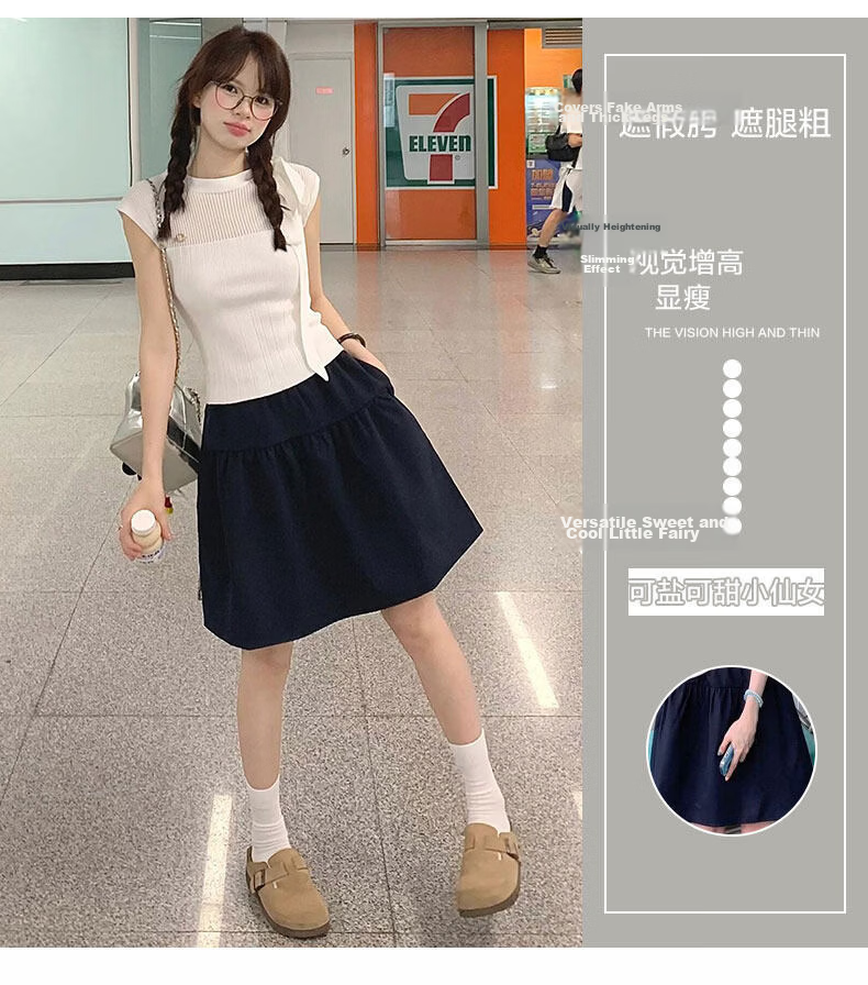 Langsha Japanese Style Women's Summer 2026 New High Waist Slim A-Line Mini Skirt Five-Point Shorts College Style 10
