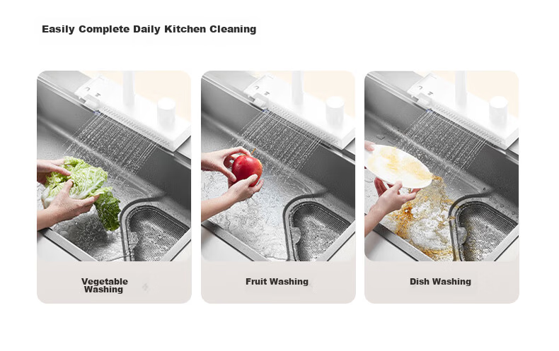ARROW YJ304 Stainless Steel Kitchen Faucet Rainfall Waterfall Piano Key Pull-Out Sink Mixer Brushed Home Tap 8