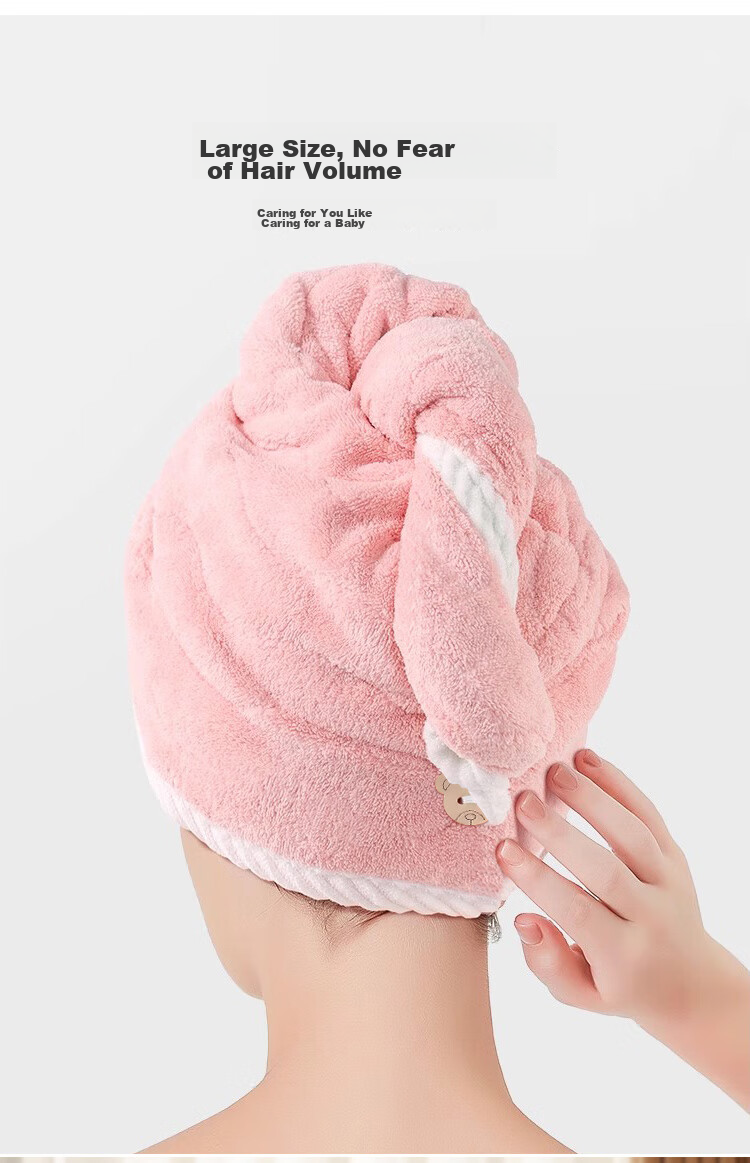 UPLUS Hair Drying Cap, Double-Layer Thickened Soft Head Wrap, Highly Absorbent, Washable, for Long Hair, Quick-Drying Towel, Shower Cap, Hair Drying Towel 8