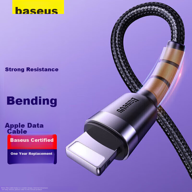 Baseus Apple Data Cable Phone Charger Power Cord for iPhone 14/13/12/7/8/XR New iPad/Air/Mini 3/4 Dark Gray Black 2m