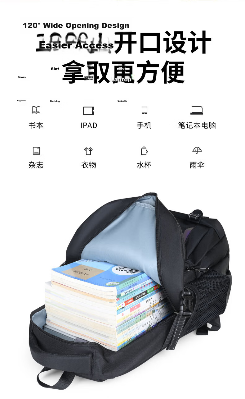 Edison Inventor High School Student Large Capacity Middle School University Lightweight Ergonomic Backpack Travel Laptop Bag W59-1 4