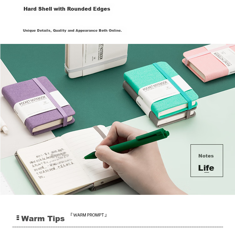 TIANSE A7 Portable Pocket Notebook Daily Planner Creative Strap Small Notebook 100 Pages Diary Vocabulary Journal TS-4029 Blue 11