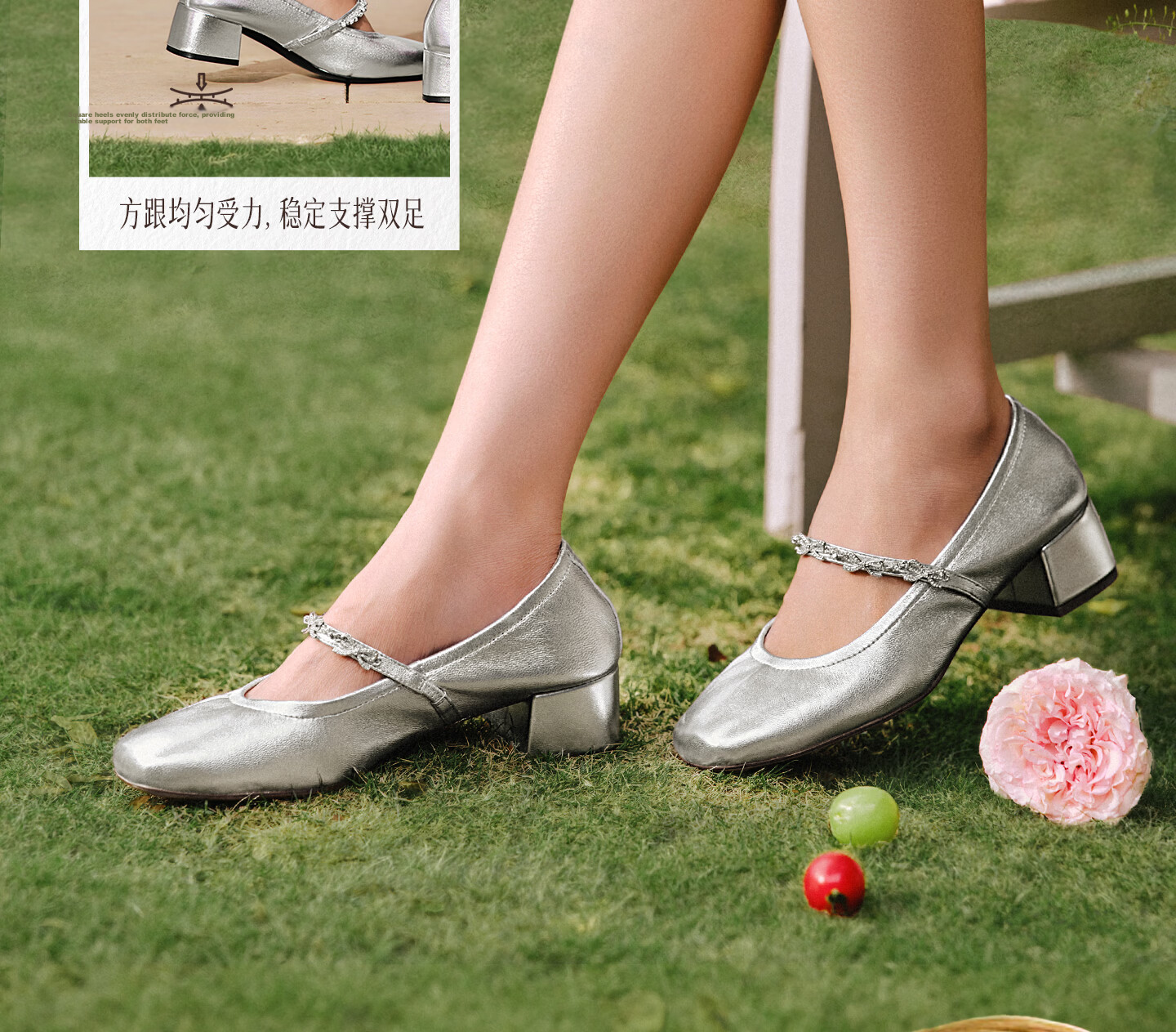 TATA Lu Yuxiao Sweetheart Retro Mary Jane Shoes Off-White Lambskin 4CM Heel Size 39 10