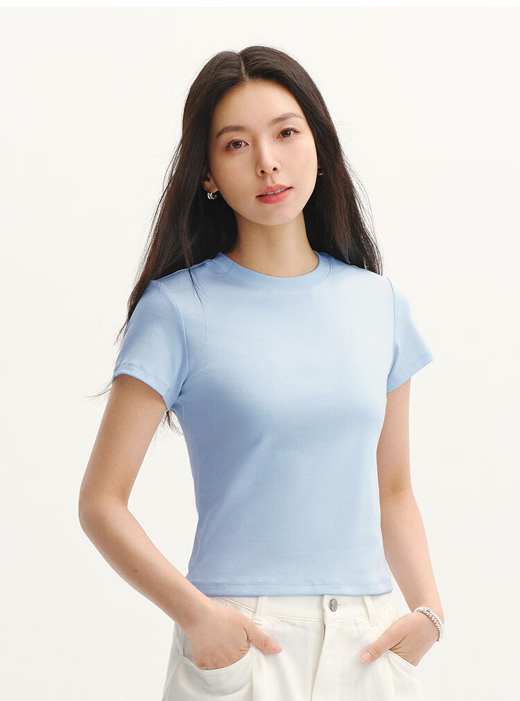 Semir Cooling Short Sleeve T-Shirt Women Summer Slim Fit Regular Shoulder Crew Neck Top 2026 Pullover 109326100004 33