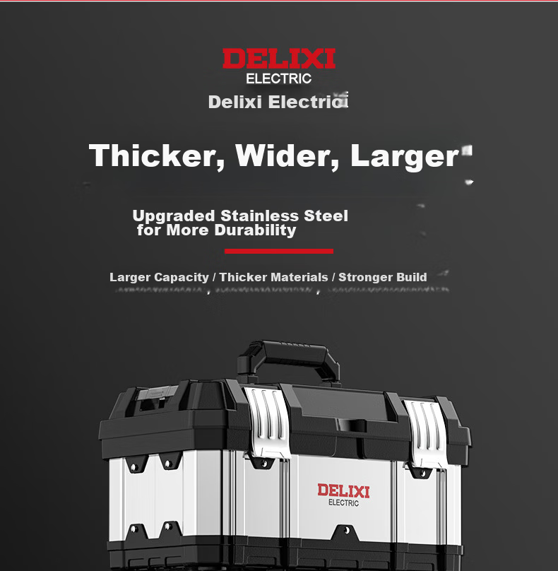 Delixi Stainless Steel Toolbox Set Car-Mounted Multifunctional Industrial Grade Portable Hardware Storage Box 1