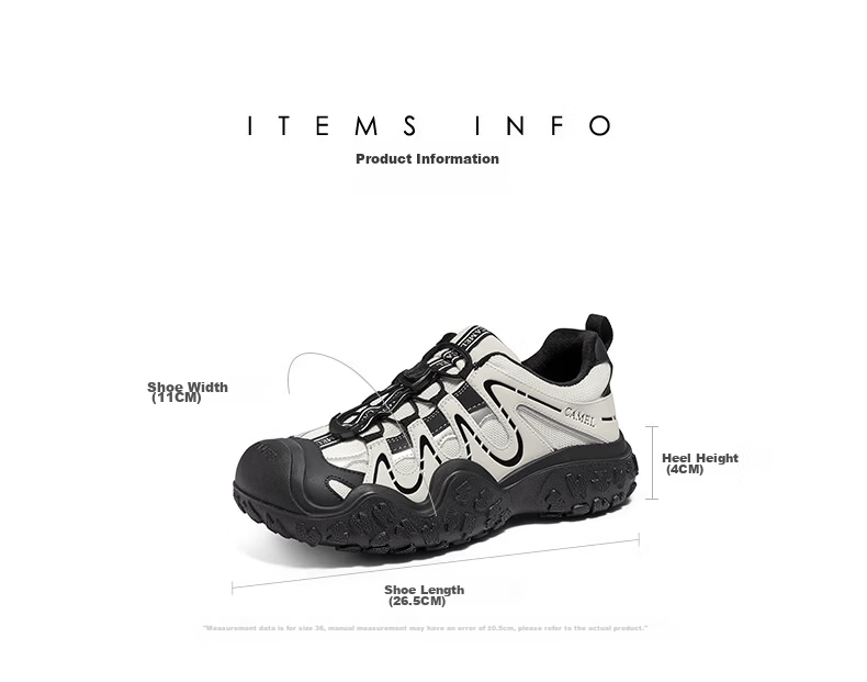 CAMEL Aurora Cute Ugly Women's Outdoor Hiking Casual Shoes L26S202229 Off-White/Black (Hollow Style) Size 35 50