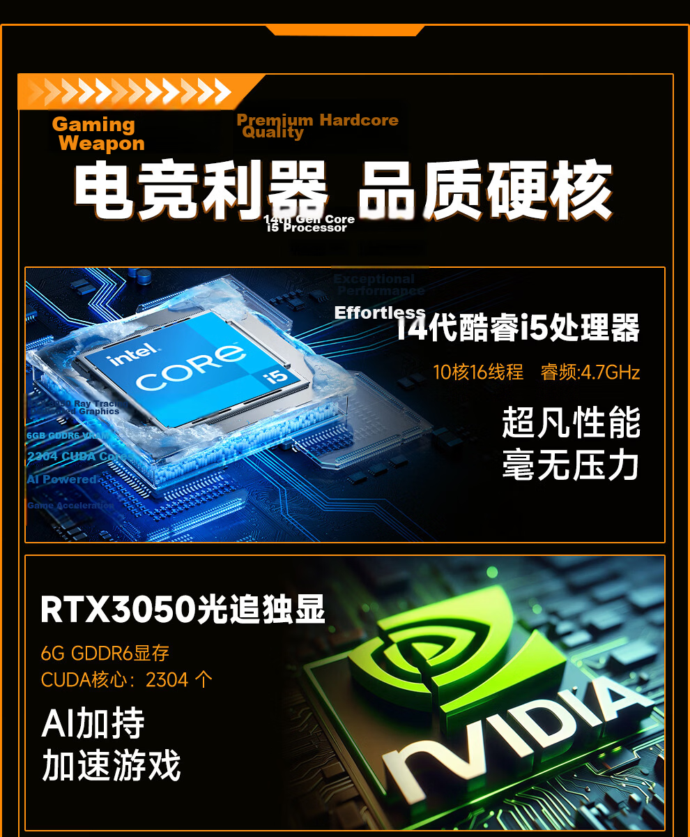 HEXIEHAO 14th Gen Core I7-14650HX, RTX5060Ti Dedicated Graphics Card, 32GB RAM, 1TB Storage, Gaming, Live Streaming, Design, Home Office Desktop Computer, Complete System 3