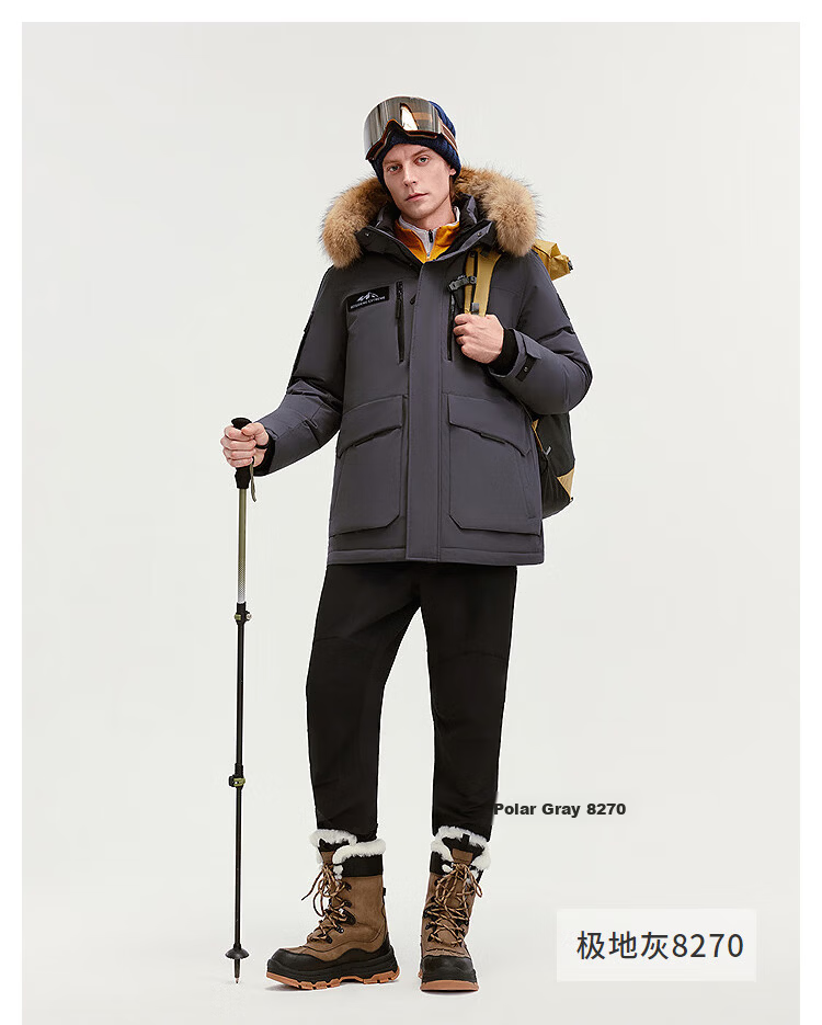 BOSIDENG 25-Year Winter Extreme Cold Northeast Special Thickened Goose Down Unisex Mall-Style Down Jacket with Large Fur Collar 40