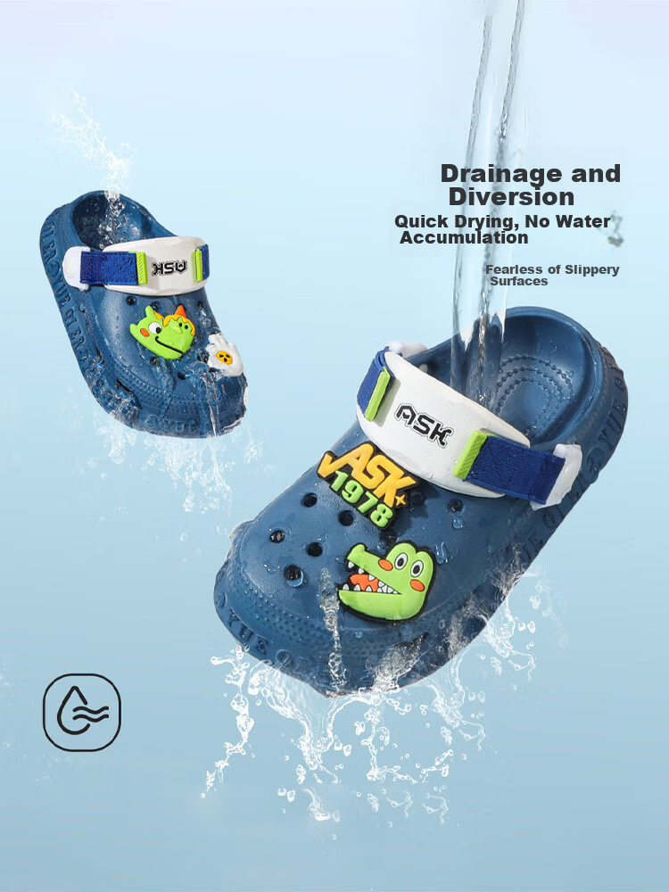 ASK JUNIOR Kids Sports Sandals Boys Girls Summer Breathable Hole Shoes Slippers Closed Toe Beach Shoes Black Size 32 1