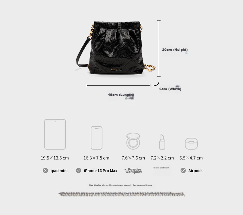 CHARLES&KEITH Mini Quilted Chain Crossbody Bag Shoulder Bag Backpack for Women Birthday Qixi Festival Gift CK2-60782390 6