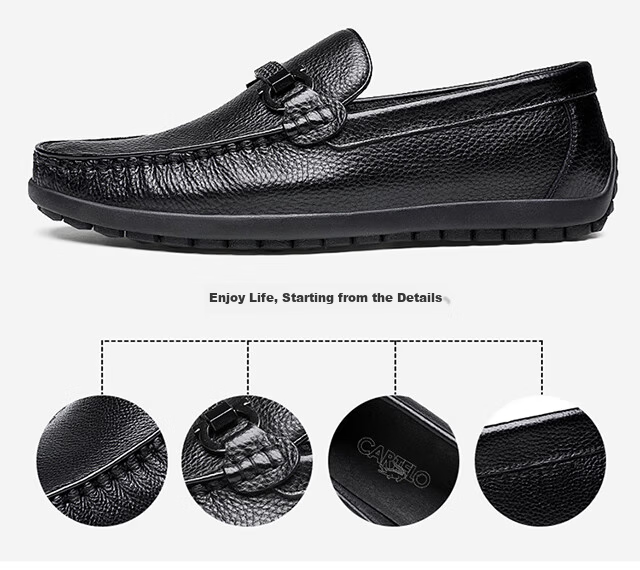 CARTELO Business Classic Loafers Leather Shoes Slip-On Casual Men's Shoes 9061 Black 39 8