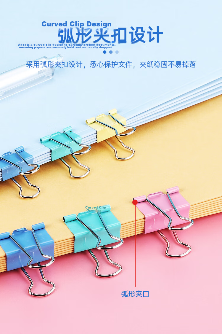 COMIX 96 Pieces 25mm Colorful Binder Clips, No. 4 Metal Paper Clips, Office Supplies EB411 6