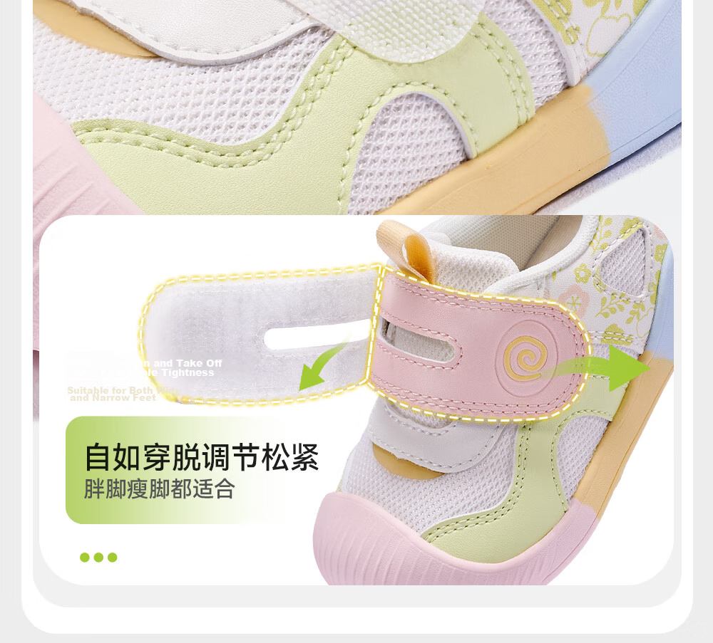 BOBDOG Toddler Baby First Walking Shoes Autumn Boys Girls Breathable Soft Sole Non-slip Infant Functional Shoes White Green Size 25 14
