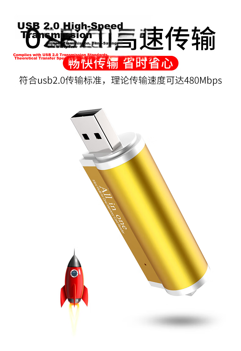 Liantuo USB Multi-Function High-Speed Card Reader SD/TF/CF/XD/MS Cards Support Sony Memory Stick Camera Camcorder PS5 Game Console 12