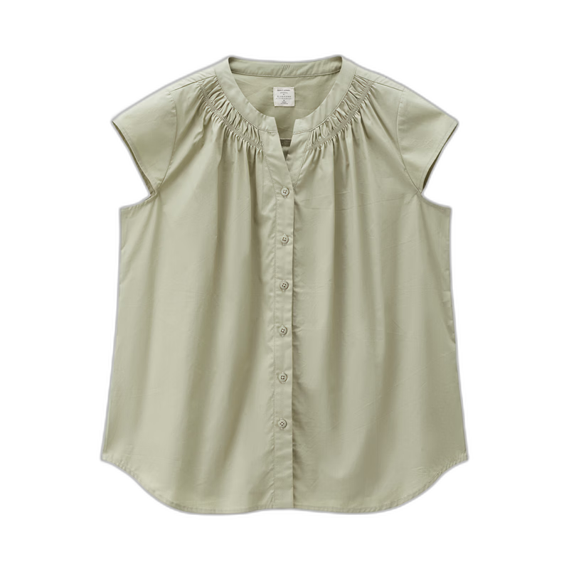 Giordano Women's Summer New Pure Cotton Loose V-Neck Short Sleeve Shirt with Small Flying Sleeves 05346490