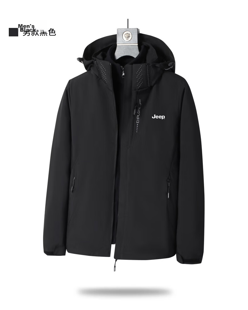 JEEPJEEP Men's Autumn Winter Outdoor Sports Windproof 3-in-1 Mountaineering Jacket Navy Blue 3XL 10