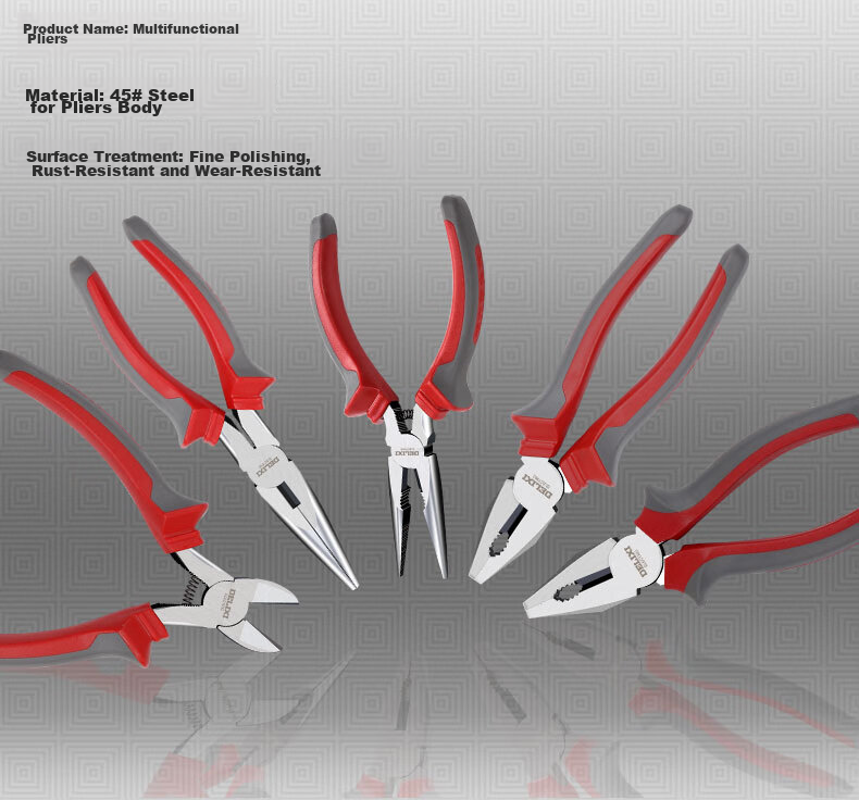 DELIXI ELECTRIC Multifunctional Electrician Needle Nose Pliers Household Precision Pliers 8 Inch 200mm 3