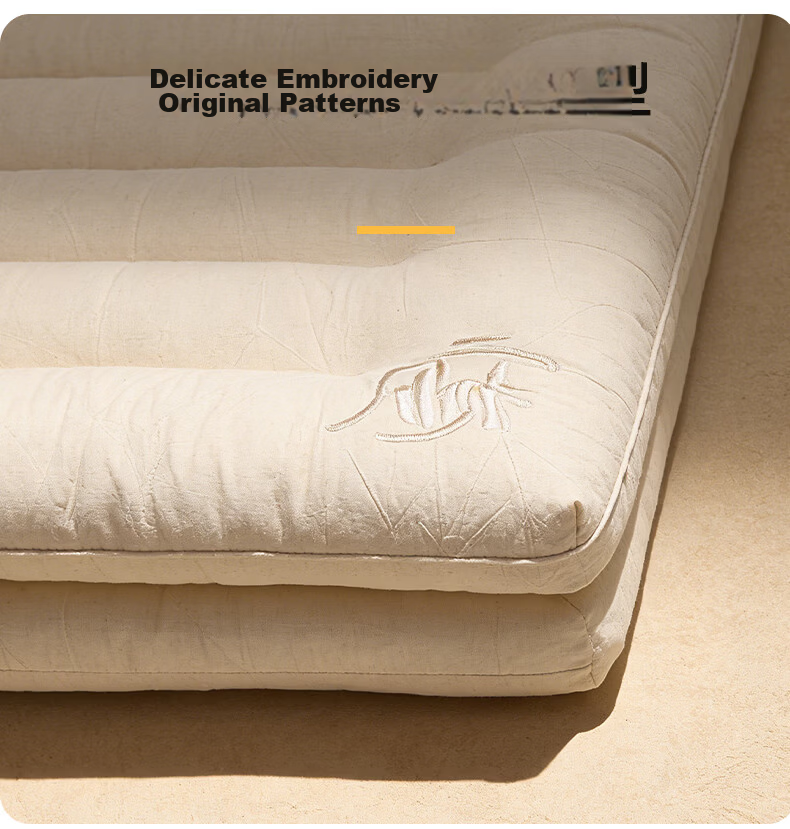 I-WILL Pure Cotton Single Sleeping Ultra-Soft Pillow Core, Pure Cotton Muffin-Shaped Zoned Student Low Pillow (Single Pack), 40*60cm 12