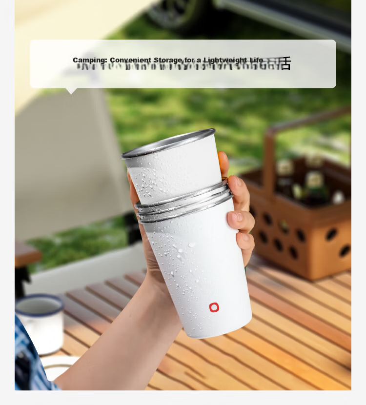 JD Original Stainless Steel Water Cups, Mugs, Non-Disposable Water Cup Set for Home And Car Use, Color Matching, Pearl White 350ml*2 8