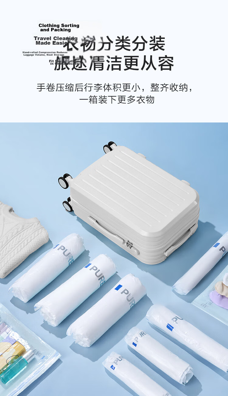 JD Original Small Blue Travel Storage Bags, Vacuum-Free Compressed Bags, Hand-Roll 10-Piece Set, Suitable for Luggage 7
