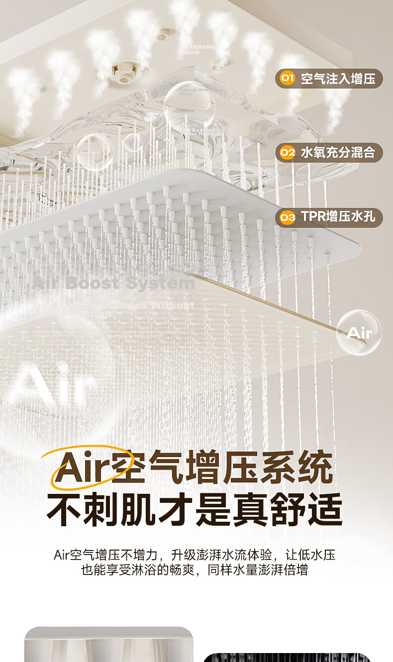 HUIDA HE662 Complete Shower Set Bathroom Shower Faucet High-Pressure Brass Shower Head Home Use Milk White 11