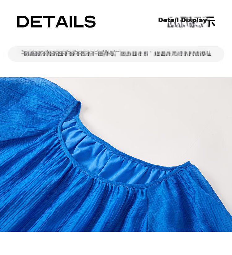 Dme Relaxed Fit Round Neck Long Dress Summer Vacation Fabric Textured Sleeve Cuff Drawstring Design Dress 30