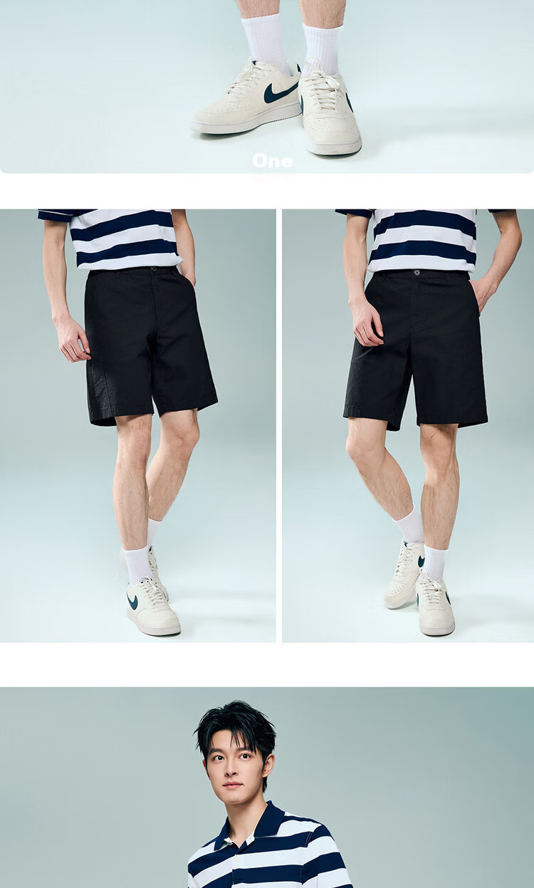 Giordano Men's 2026 Summer Pure Cotton Dark Checkered Mid-Rise Straight Casual Shorts 01106331 14