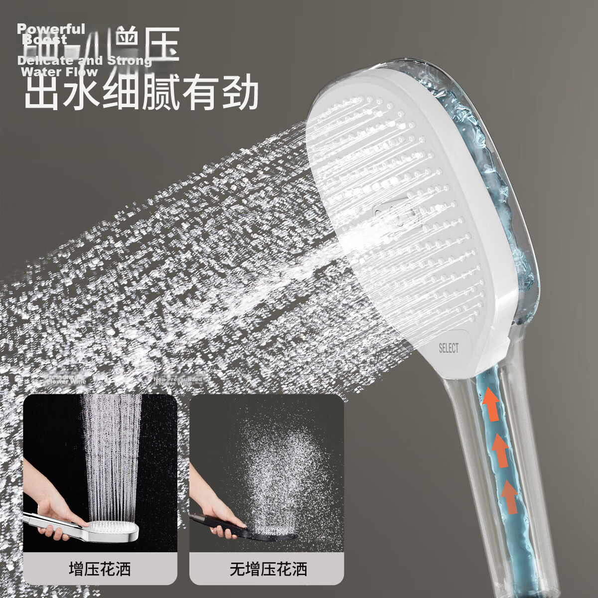 ARROW HS Silver Pressurized Handheld Shower Head for Home Bathroom Bath Rain Shower Single Spray Head 2