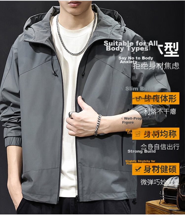 JEEP Men's Autumn Winter Hooded Casual Workwear Jacket Black XL 8