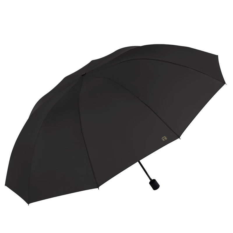 Tiantangshan Double-Person Umbrella, Three-Fold, Enlarged And Reinforced, All-Steel Ten-Rib Large Umbrella for Rain Or Shine, Ebony Black