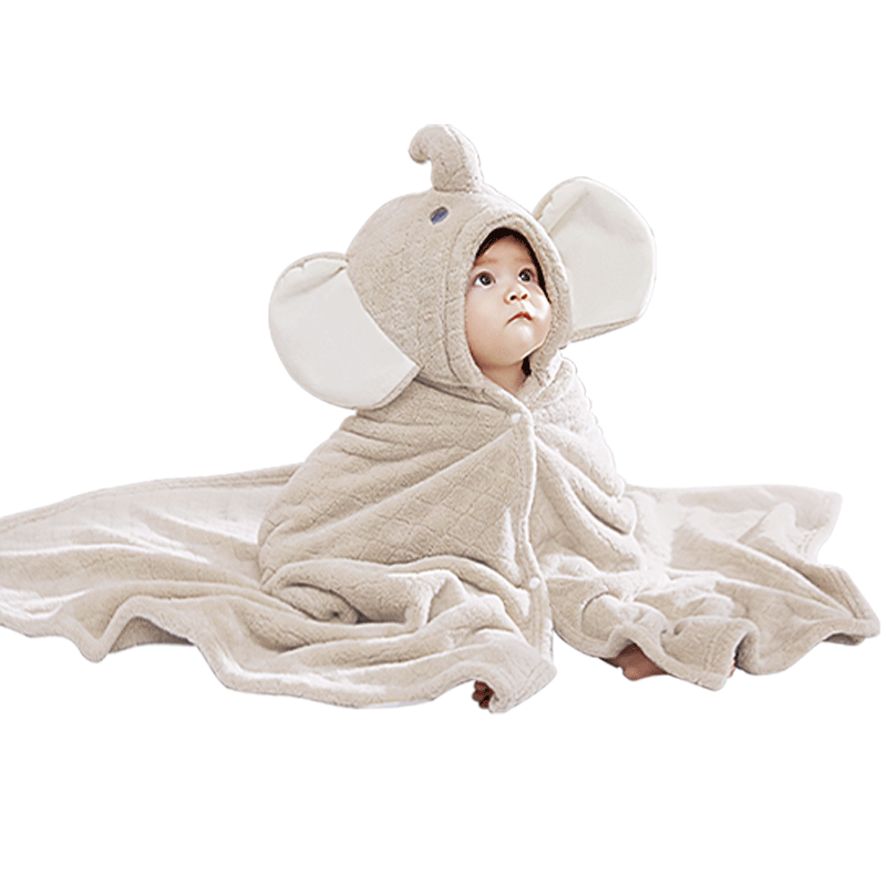 BABYGREAT Baby Hooded Bath Towel Children's Bath Cape Newborn Infant Hooded Wrap Coral Fleece Absorbent Quick-Dry