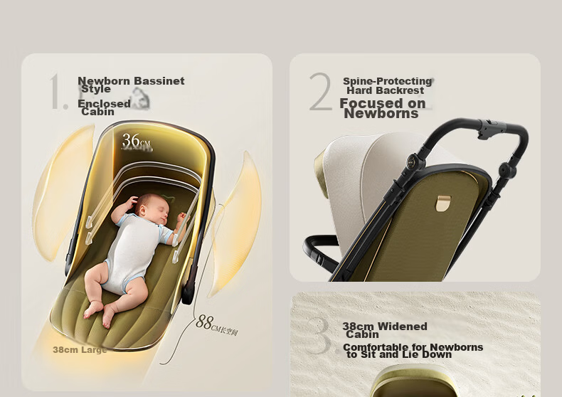 DearMom Baby Stroller Roman Holiday Reversible Foldable Lightweight High Landscape Shock Absorption Pushchair 25