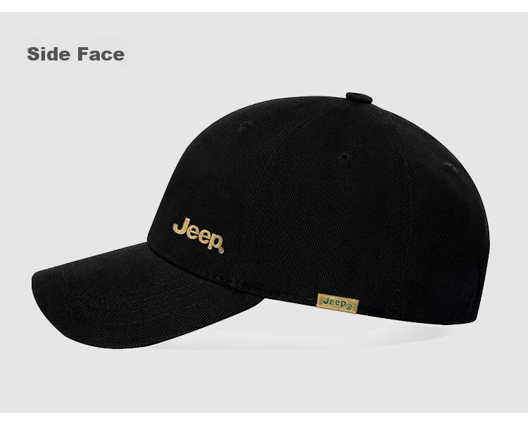JEEP Men's Baseball Cap Autumn Pure Cotton Outdoor Trendy Sun Protection Visor Hat Unisex Black 11
