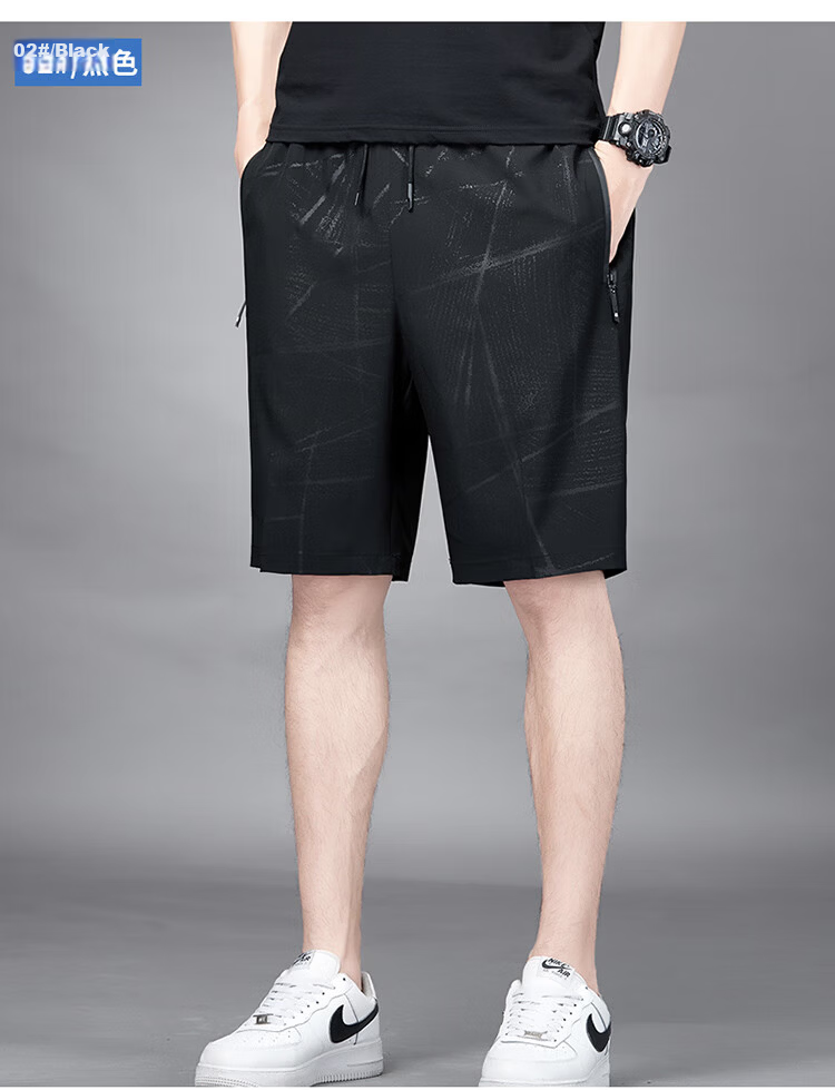 TUCANO Men's Summer Ice Silk Breathable Quick-Dry Five-Point Shorts Fashion Loose Sports Pants Plus Size Black A6XL 14