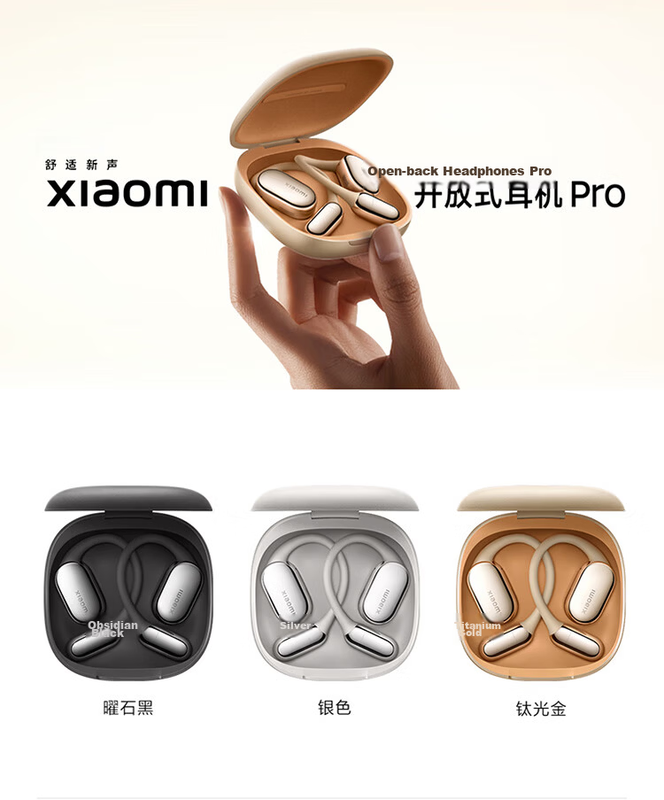 MI Xiaomi Open-Ear Pro 5-Driver Lightweight Bluetooth Earphones Ear-Hook Silver for Android and Apple Phones 17
