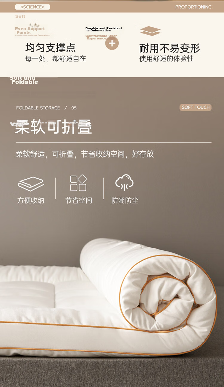Dohia Home Textiles Mattress Pad, Class A Soybean Fiber Mattress Topper, Tatami Soft Mattress Pad, for 1.5m Bed, 1.5x2 Meters 8