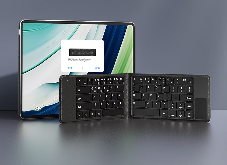 B.O.W Hangshi HB168 [Huawei DFH Brand Authorized] Foldable Silent Bluetooth Rechargeable Keyboard Wireless Portable 64-Key Keyboard for Mobile Phones, Laptops, and Tablets Black 16