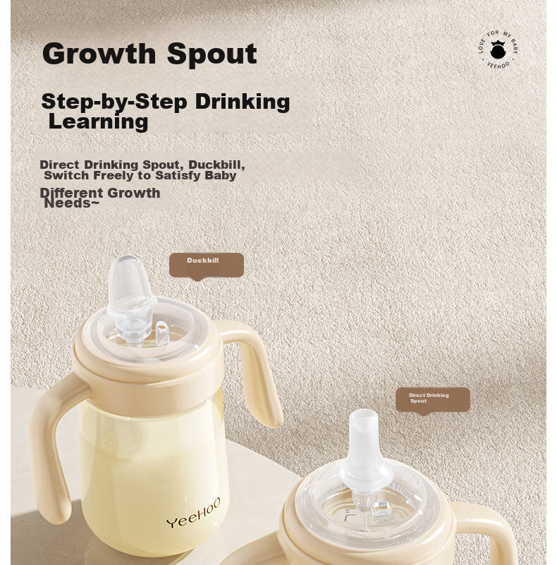YEEHOO Duck-Billed Cup for Learning to Drink Water, Baby Sippy Cup with Straw, Anti-Choking Design for Young Infants, Suitable for 6 Months And Above 3