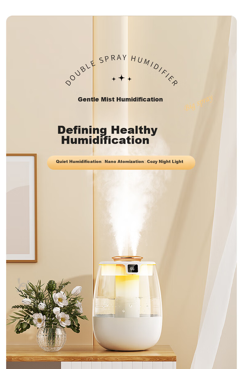 KPD KEEP PURSUING DREAMS USB Humidifier, Quiet Operation for Bedroom, Baby Room, Office Desk, Large Capacity, Smart Humidity Control with Dual Nozzles, High Mist Output, Humidification And Purification, White [Nanometer Atomization] 3