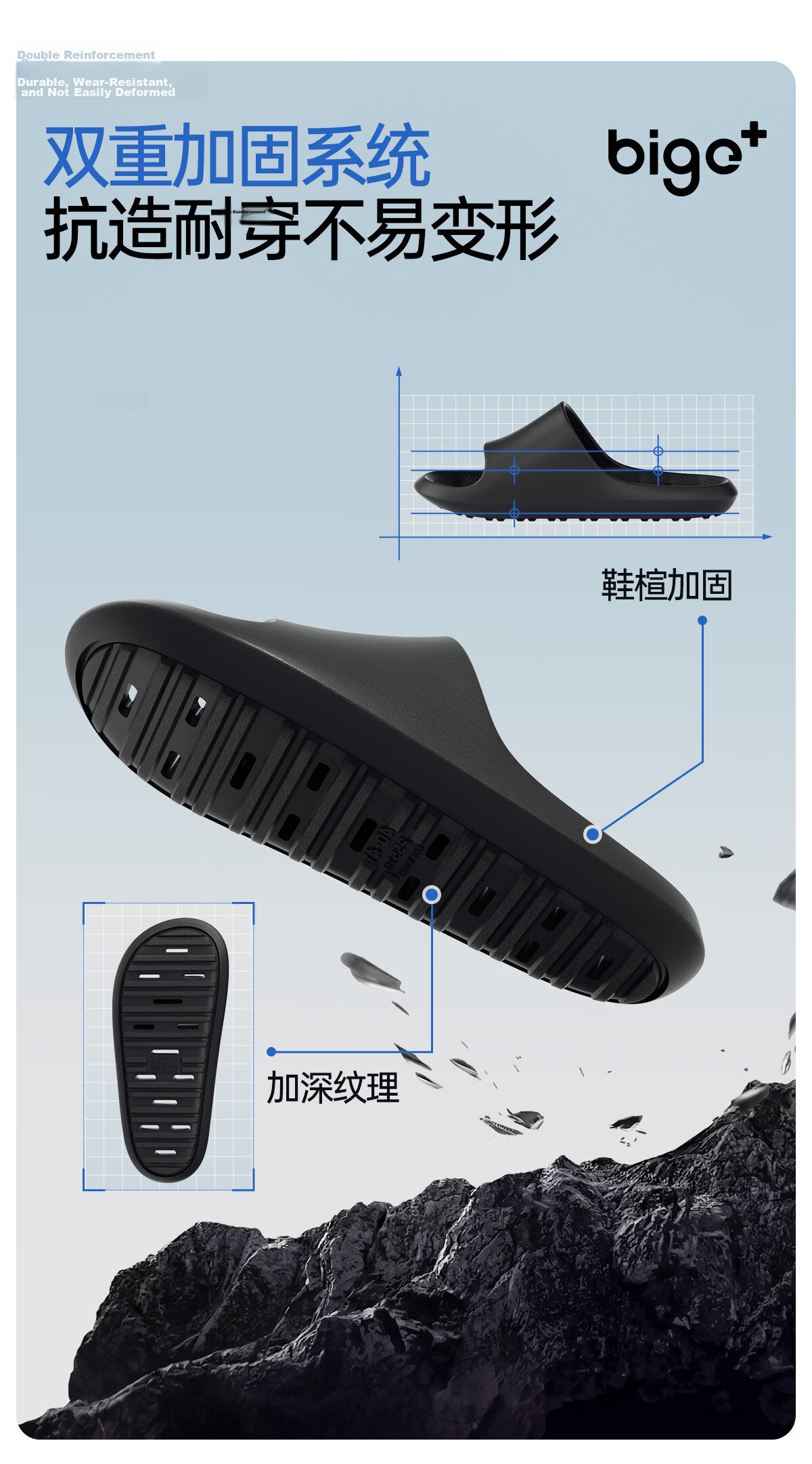 Bigga Plus Men's Extra Large Hollow Out Slippers Bathroom Shower Non-Slip Oversized 5051 Home Cool Slippers Gray Size 42-43 20