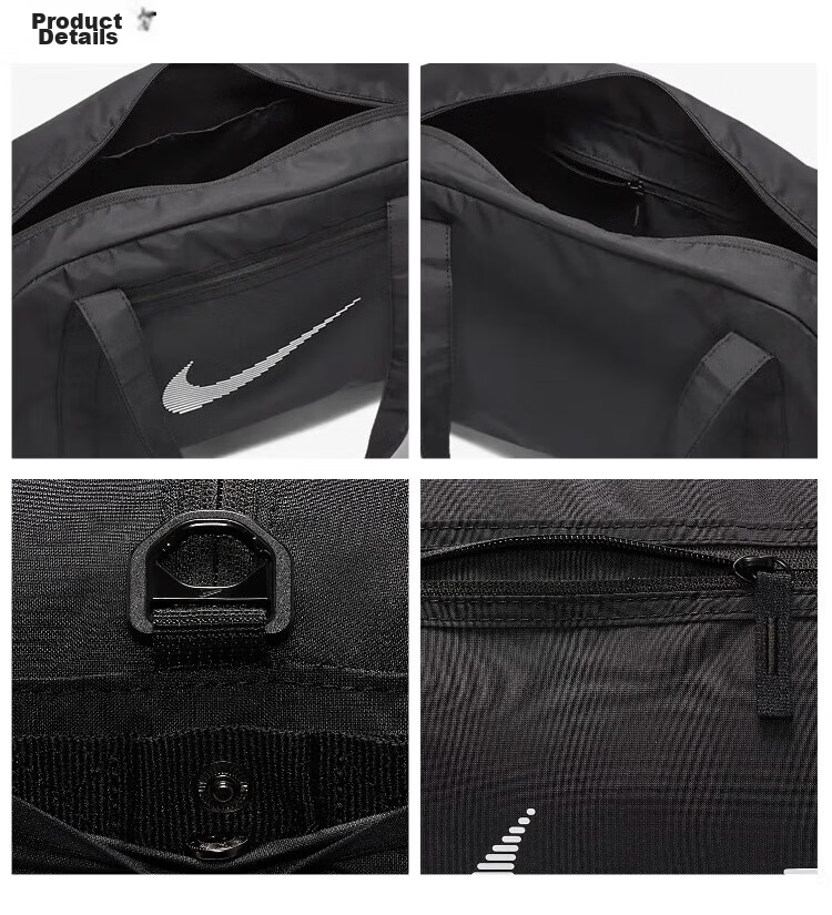 NIKE Unisex Training Bag Travel Shoulder Bag Luggage Barrel Bag Casual Bag DR6974-010 Black 4