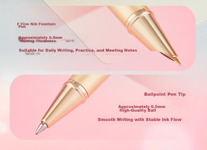 HERO Fountain Pen Gift Box High-End Graduation Gift for Women Signature Pen 5069 Ink Set Business Gift Birthday Present for Girlfriend Pink Red 6