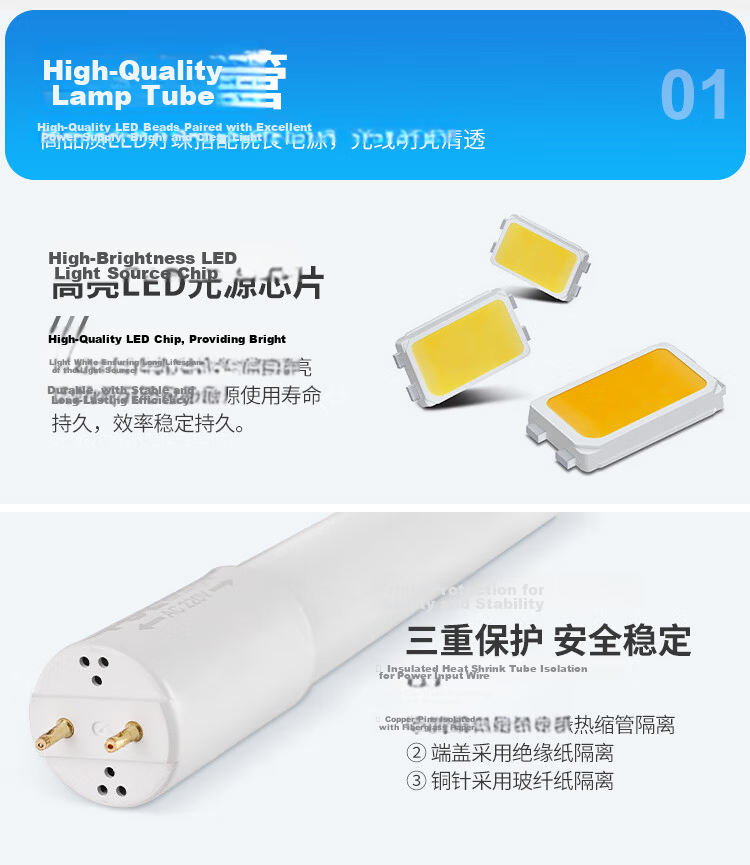 Foshan Lighting (FSL) T8 LED Tube Fluorescent Lamp Energy-saving Light Tube Double-end 1.2m 40W Daylight (6500K) 25pcs/Box 3
